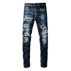 Amiri Side Straight Strips Rips Skinny Jeans #6905