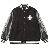 Chrome Hearts Classic Sanskrit Cross Embroidery Baseball Jacket