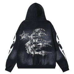Hellstar Graffiti Meteor Pattern Hoodie