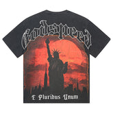 Godspeed Statue of Liberty at Sunset printed T-Shirts #1072