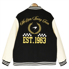 RHUDE Floral Embroidery Emblem Wool Tweed Baseball Jacket #Black