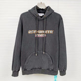 Off-White Washed And Distressed Character Pattern Hoodies