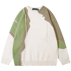 MODP SContrasting color splicing Sweater
