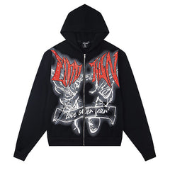 MIXED EMOTION Graffiti Rhinestone Hoodie