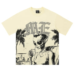 MIXED EMOTION Cream “Beach” Rhinestone Tee