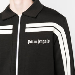 Palm Angels logo-print striped zip-up track jacket
