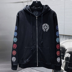 Chrome Hearts Multicolor Horseshoe Logo Zip Up Hoodie