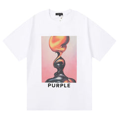 Purple Brand Logo Pattern Print T-Shirt