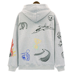 RHUDE CartoonLogo logo pattern printing Hoodies