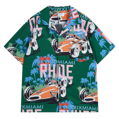 RHUDE Linen Grand Prix Button Up-Shirts
