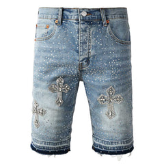 Purple Brand Diamond Denim Shorts #5098