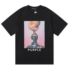 Purple Brand Logo Pattern Print T-Shirt