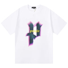 Purple Brand Logo Pattern Print T-Shirt