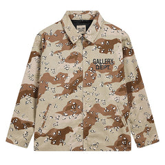 Gallery Dept Letter Print Camouflage Coach Jacket