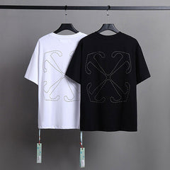 OFF WHITE Embroidery Letter Arrow Pattern T-Shirts