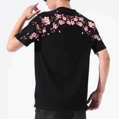 Sakura Embroidered Shirt Black