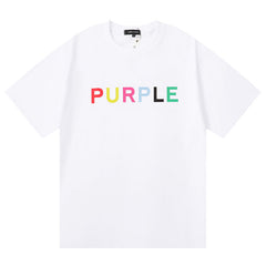 Purple Brand Logo Letter Print T-Shirt