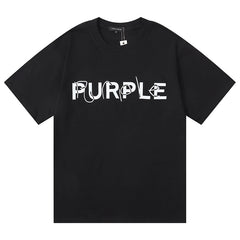Purple Brand Logo Letter Print T-Shirt