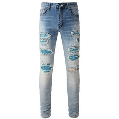 Amiri Side Straight Strips Rips Skinny Jeans #6566